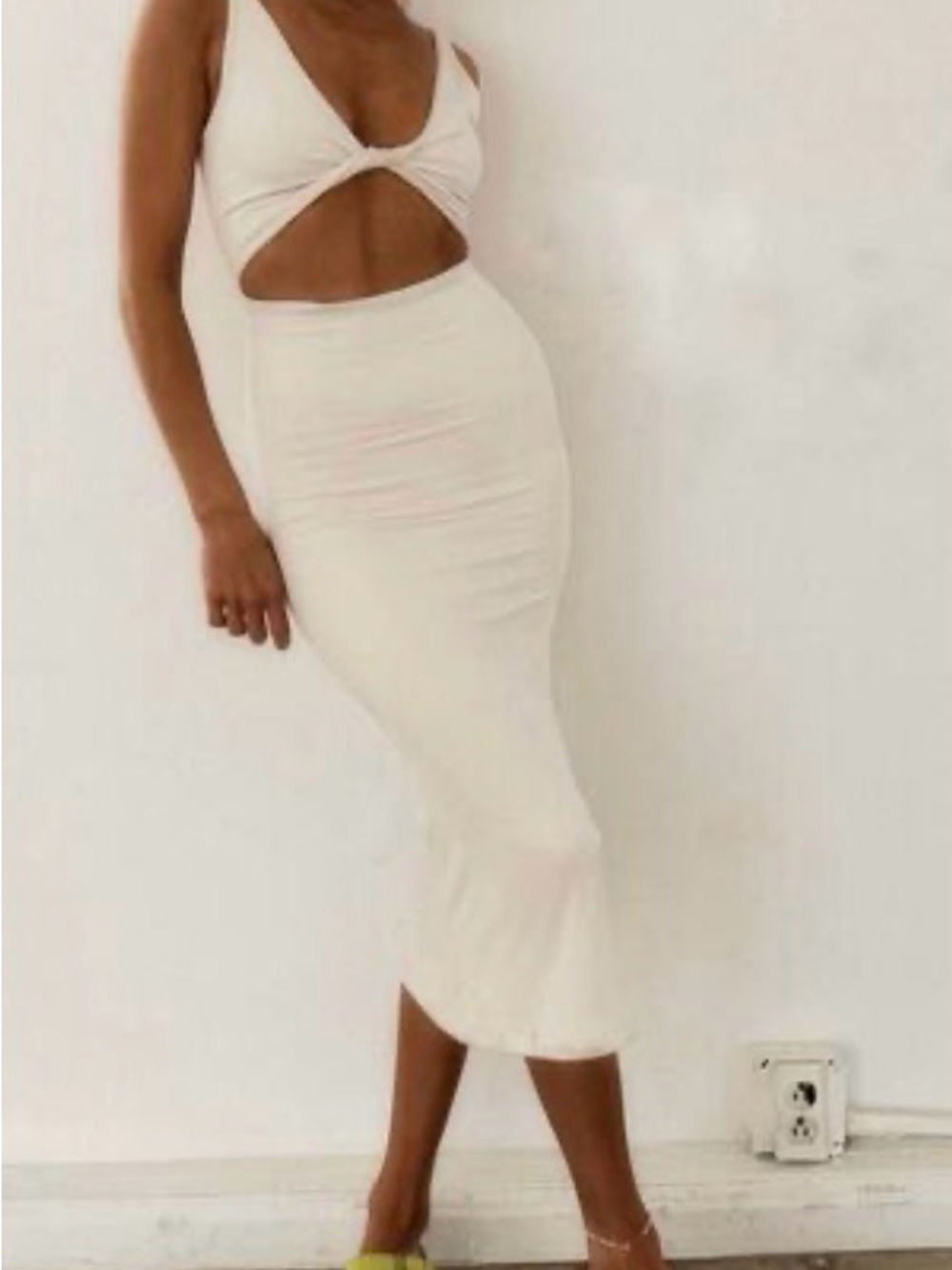 Skatie cream off white midi dress